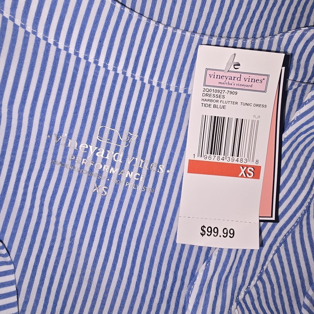 Vineyard Vines Shift Dress Size XS Womens Harbour Flutter Sleeve Tide Blue NWT - Picture 7 of 10